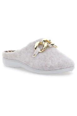 Pantofole Beige in Feltro con Catena Color Oro Grazie 3004d