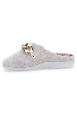 Pantofole Beige in Feltro con Catena Color Oro Grazie 3004d