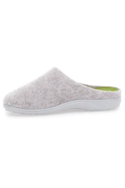 Pantofole Beige in Feltro con Fiorellino Verde e Plantare Estraibile Grazie 3003d
