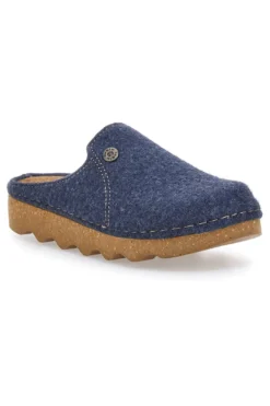 Pantofole blu in feltro con suola effetto para Inblu 12 DK
