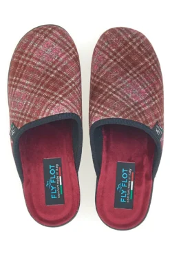 Pantofole bordò a quadri con zeppa comfort Fly Flot 90L70T37NP