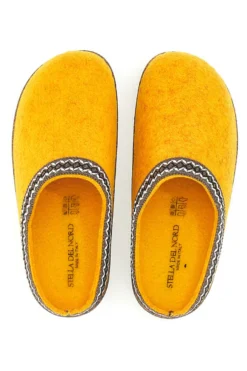 Pantofole Gialle in Feltro con Bordo Ricamato Pittarello Stella Del Nord Bio2