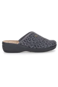 Pantofole grigie motivo animalier con sottopiede in pelle Inblu 16L