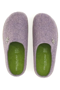 Pantofole Lilla in Feltro con Fiore in Metallo e Plantare Estraibile Pittarello Stella Del Nord Bio6