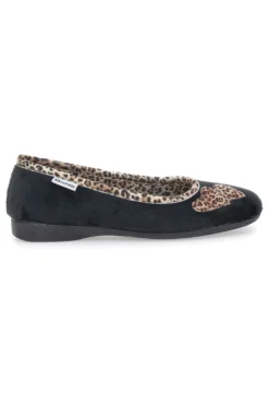 Pantofole nere con dettagli animalier e cuori Superga S41S598