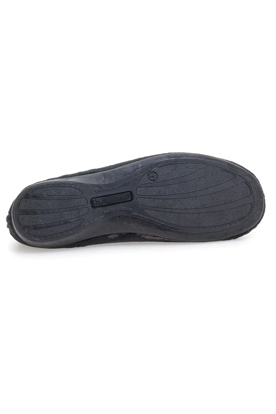 Pantofole nere con dettagli animalier e cuori Superga S41S598