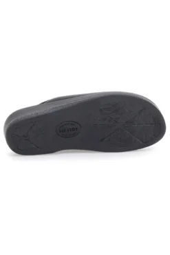 Pantofole nere con ricamo floreale e plantare forato Fly Flot 90630Q512B