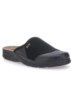 Pantofole nere con suola in vera pelle BIO UP 641