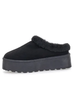 Pantofole Sabot nere con pelo con platform Pittarello Love PK1913A