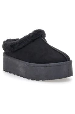 Pantofole Sabot nere con pelo con platform Pittarello Love PK1913A