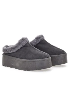 Pantofole Stivaletti con Pelo Grigie Con Platform Pittarello Love 1913
