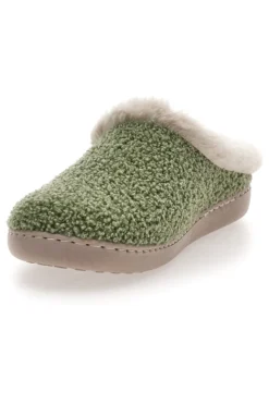 Pantofole verdi in tessuto effetto teddy con interno con pelo Gaia Mania GG549