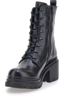 Pittarello Focus KI4040 schwarze Stiefeletten mit breitem Absatz und Schnürverschluss