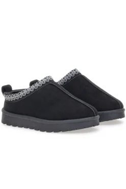 Pittarello Love PK1859C schwarze Hausschuhe mit verziertem Profil und Pelzinnenseite