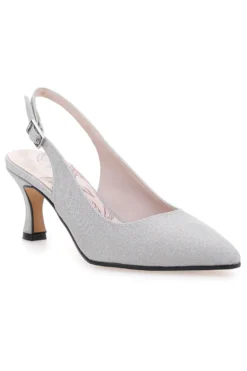 Pittarello Romantic 54366 silberne Glitzer-Slingback-Pumps