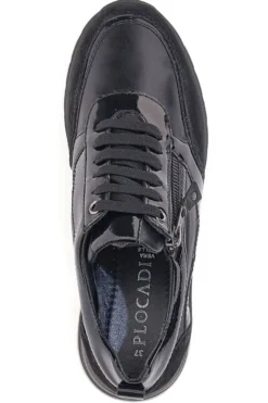 Plocadi 20149 Schwarze Schnürschuhe aus echtem Leder
