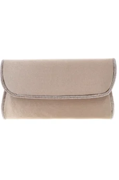 Pochette beige scuro elegante con strass e tracolla New bag SERA/3501