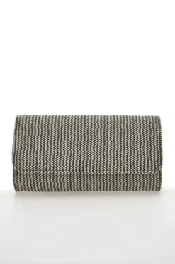 Pochette Effetto Paglia Intrecciata Bianca e Nera COVERI COLLECTION 0149-H