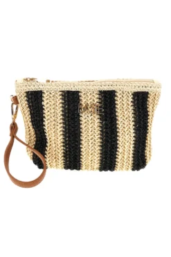 Pochette mare beige e nera a righe Basile BA27411