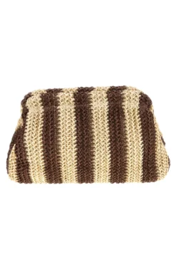 Pochette mare beige marrone intrecciata a righe Basile CLASS BA27411