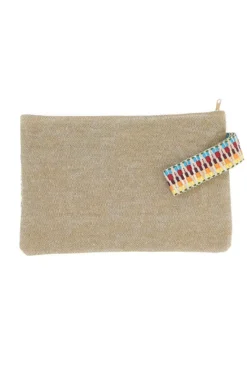 Pochette mare multicolore in tessuto naturale con fantasia etnica Basile 22102