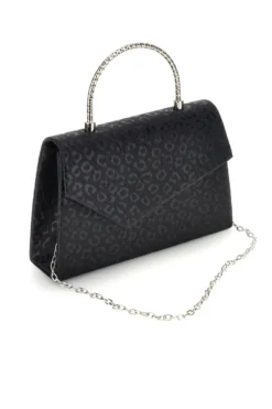 Pochette nera con texture all over e catena Nbg SERA/3488