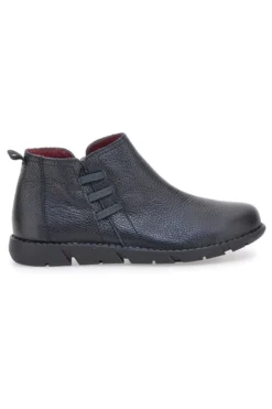 Polacchini neri in pelle con zip laterale Pittarello Tierra 30755