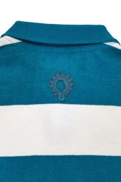 Polo a righe ottanio e bianche in cotone Pitt Kids PT-KL-8023