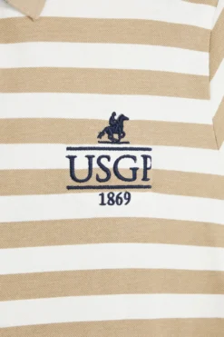 Polo beige e bianca a righe 100% cotone U.s. grand polo US61505M