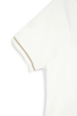 Polo Bianca con Collo Coreana e Profili Beige U.S.Grand Polo US61506M