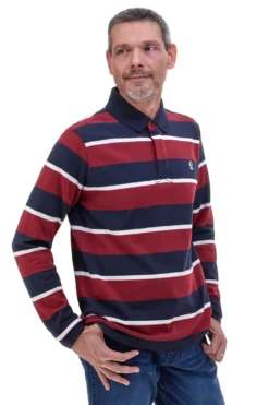 Polo bordeaux a righe in cotone US Golf PR02