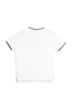 Polo in cotone bianca con colletto a righe Sevenoaks Nby6212