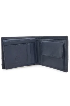 Portafoglio blu in vera pelle con protezione RFID Lancetti LL25W-768-44
