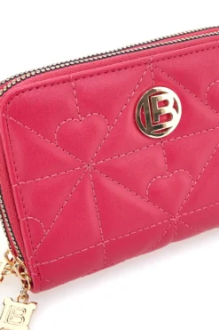 Portafoglio fucsia con impunture a cuore e doppia zip Laura Biagiotti LB25W-502-006