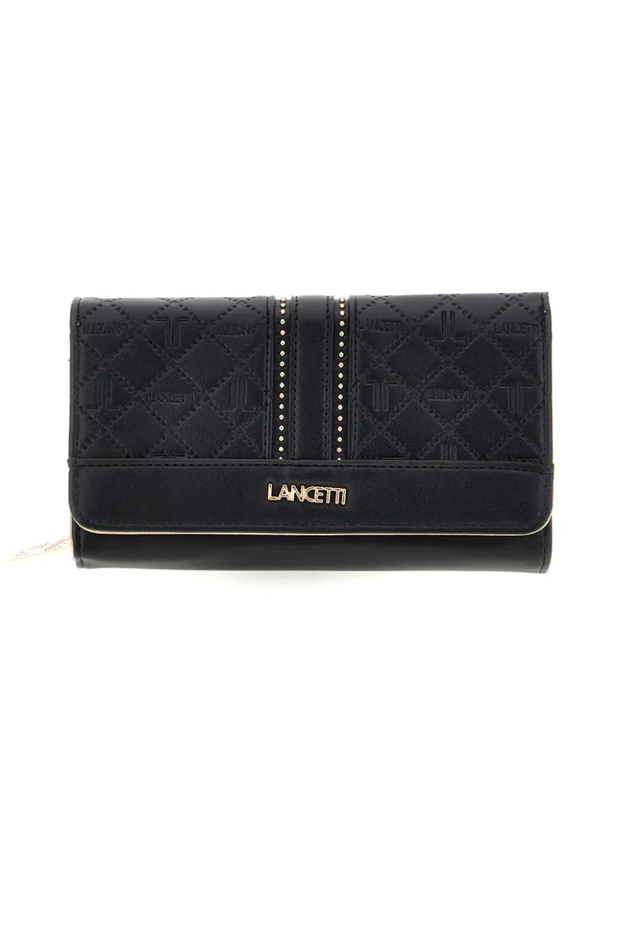 Portafoglio Lungo Nero con Monogram e Borchie Lancetti LL26S-505-68