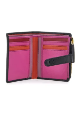 Portafoglio nero con zip e portacarte integrato in vera pelle Naj-Oleari 2521/RW3