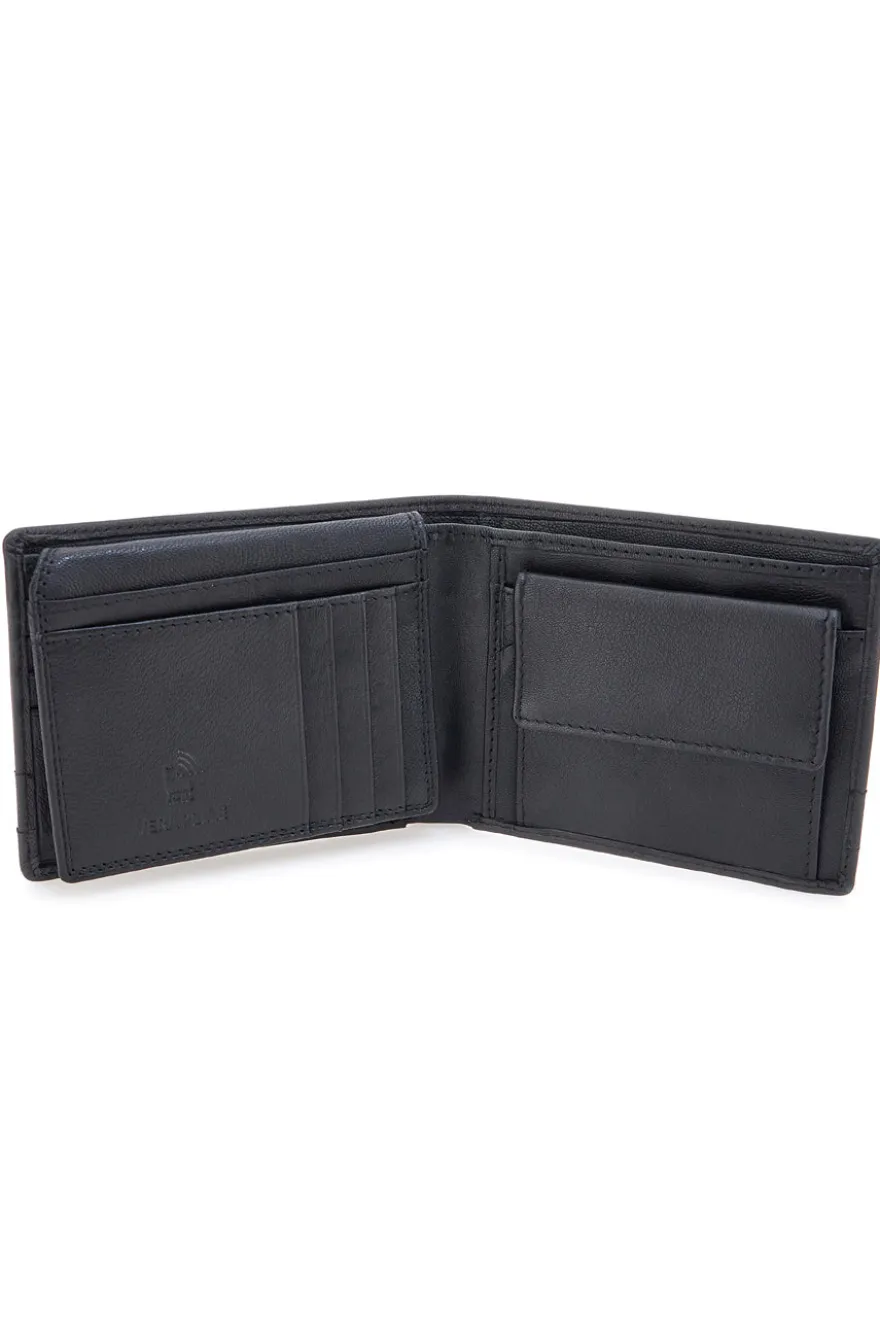 Portafoglio nero in vera pelle con protezione RFID Lancetti LL25W-768-04