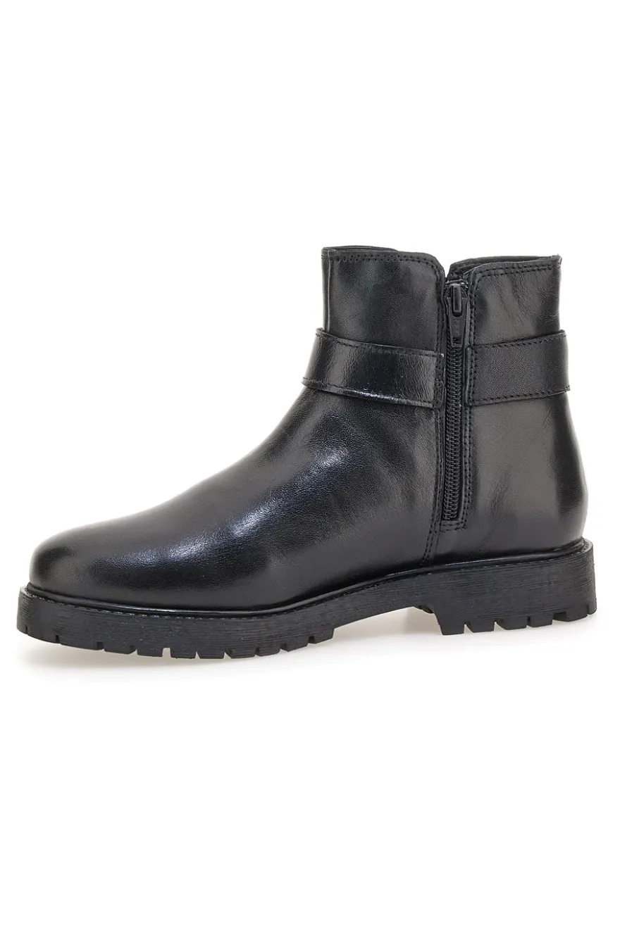 Prima Riga A04GAUDI Schwarze Stiefeletten mit seitlicher Schnalle