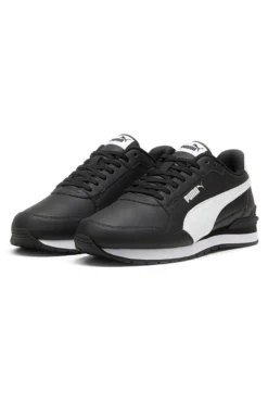 Puma ST Runner v4 L – Schwarze Ledersneaker mit weißem Logo