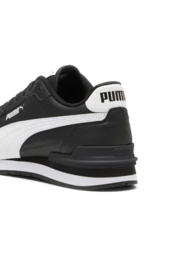 Puma ST Runner v4 L – Schwarze Ledersneaker mit weißem Logo