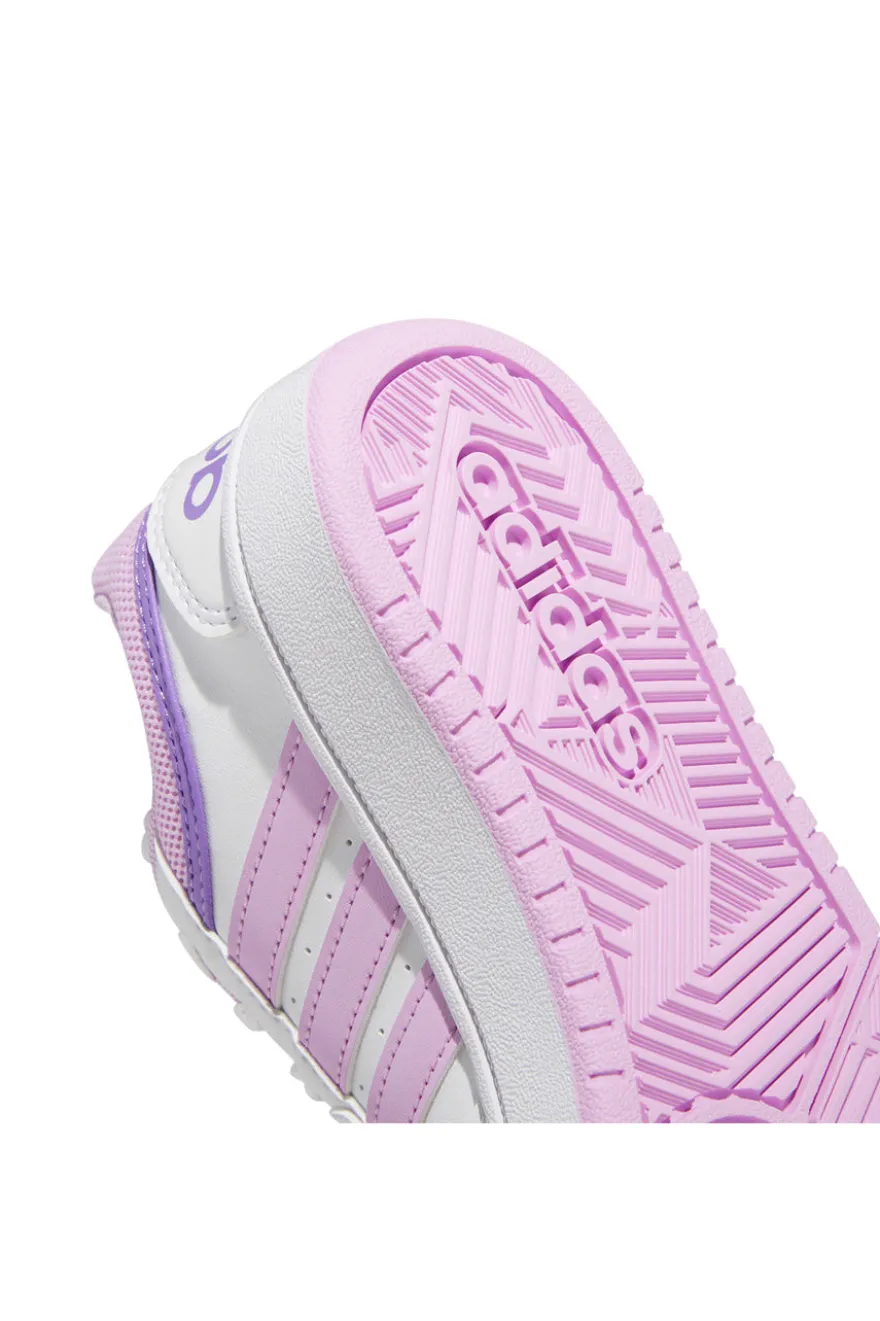 Rosa Turnschuhe mit weißen Details Adidas Hoops 3 K