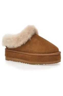 Sabot Camel Con Pelo Suola Flatform Mon Dieu WD90010
