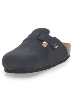 Sabot neri con fibbia e sottopiede in pelle Biomodex 32850