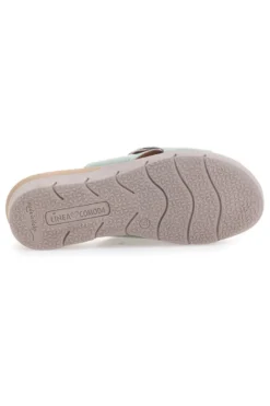 Salbeigrüne Slipper mit Schnalle und Komfortsohle COMFORTABLE LINE 8018