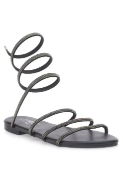 Sandali Alla Schiava Neri con Glitter THE FIRST CHIC PRE9300