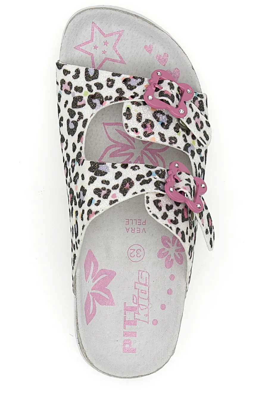 Sandali animalier con doppia fibbia rosa PITT KIDS 14459