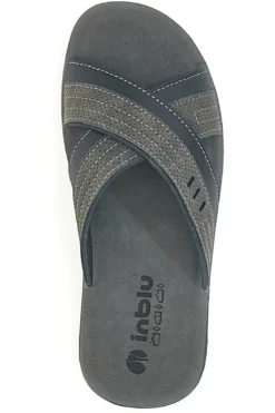 Sandali antracite con fasce incrociate e sottopiede comfort INBLU 03 VT