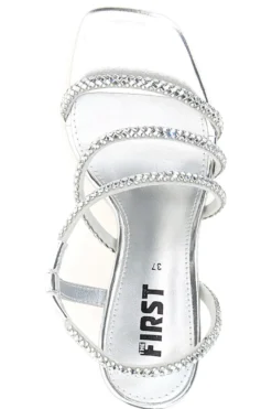 Sandali Argento Con Cinturino e Dettagli Brillanti The First 255