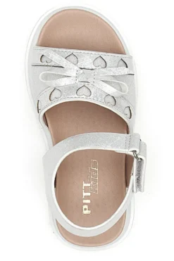Sandali argento con cuori traforati PITT KIDS 39G2522S