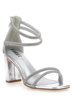 Sandali Argento Con Tacco Alto e Strass The First 254